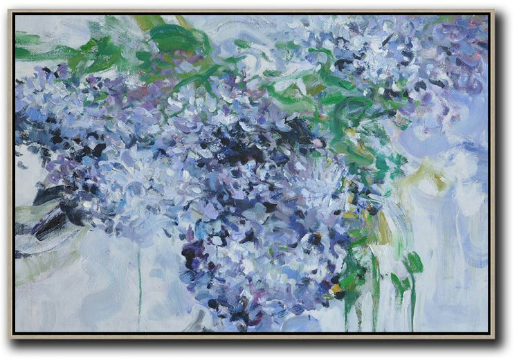 Horizontal Abstract Flower Painting Living Room Wall Art #ABH0A34 - Click Image to Close